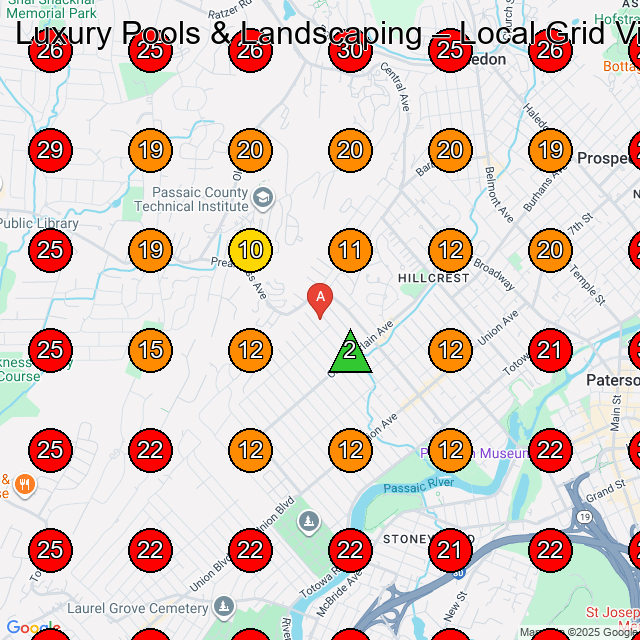 Luxury Pools & Landscaping GeoGrid visibility map for Swimming Pool Contractor in North Haledon